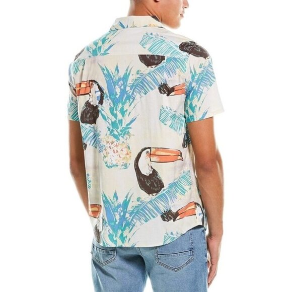 HURLEY- BODEGA PINEAPPLE WOVEN MENS COLLARED SHORT SLEEVE SHIRT - Picture 6 of 11